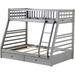 Transitional, Cottage, Jason Bunk Bed, Twin Full & Storage, Gray