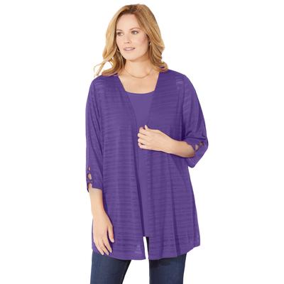 Plus Size Women's Shadow Stripe Cardigan by Cather...