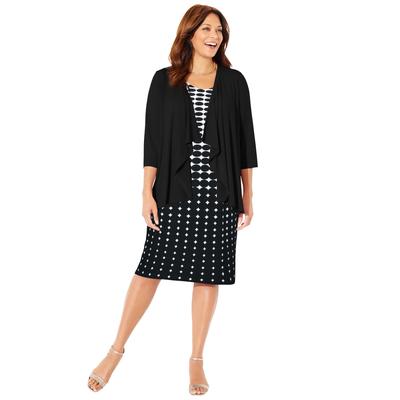 Plus Size Women's Classic Jacket Dress by Catherines in Black And White Dot (Size 2X)