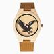 OIFMKC Wooden Watch Royal Wood Watch Men's Watches Vivid 3D Eagle Dial Quartz Watch Bamboo Ebony Wood Retro Leather Man Clock Hour Relogio Masculino,Bamboo