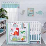 Isabelle & Max™ Undis Dinosaur Roar 3 Piece Crib Bedding Set Cotton Blend in Gray/Green | Wayfair 22BCB9064E964EB3951055537CF5869C