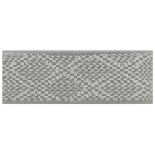 Outdoor Teppich Grau Polypropylene 60x105 cm mit modernem Karo-Muster Rechteckig Kurzflor Gartenaccessoires Terrasse Balkon Wohnzimmer