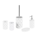 Badezimmer Set Weiß Keramik 5-teilig Seifenschale Seifenspdender Toilettenbürste Zahnbürstenhalter Aufbewahrungsbehälter Badezimmer