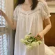 Robe de nuit en coton pur pour femmes Peignoir blanc manches courtes style victorien tenue de