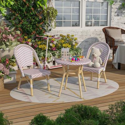 Contemporary Aluminum 3-piece Kid's Patio Outdoor Table and Chair Set by Furniture of America
