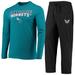 Men's Concepts Sport Black/Teal Charlotte Hornets Long Sleeve T-Shirt & Pants Sleep Set