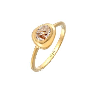Elli PREMIUM - Elli PREMIUM Ring Quarz Engelshaar oval 925 Silber vergoldet Ringe 1 ct Damen (69.99 € / 1 ct) Image