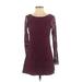 Love, Fire Casual Dress - Shift: Burgundy Solid Dresses - Women's Size Small