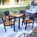 Harriet Bee Neston 5-Piece Outdoor Dining Set - Acacia Wood & Resin Rattan Wood in Black/Brown/White | Wayfair 9B6B0A514B8848F5A76AC6107FD98AFF