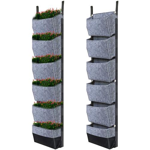 Hangende Pflanztuten mit 6 Taschen Vertikale Gartenarbeit Blumentopfe Pflanzer Hangende Wand Garten