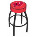 Holland Bar Stool NCAA Bar & Counter Stool Plastic/Acrylic/Leather/Metal/Faux leather in Black | 30 H x 18 W x 18 D in | Wayfair L8B130Wisc-W