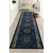 Blue/Navy 132 x 26 x 0.4 in Area Rug - Andover Mills™ Oriental Medallion Navy Blue Canvas Backing Hotel Quality Rug by Feet | Wayfair