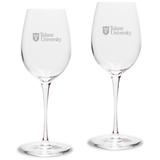 Tulane Green Wave Logo 12 oz. 2-Piece Luigi Bormioli Titanium White Wine Glass Set