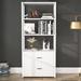 4-Tier White Bookshelf with 2 Drawers, Etagere Standard Book Shelves Display Shelf for Home Office - 60”H x 23.6”L x 15.7”W
