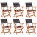 vidaXL Folding Patio Chairs 6pcs Black Solid Eucalyptus Wood&Textilene - 21.1" x 23.2" x 35.4"