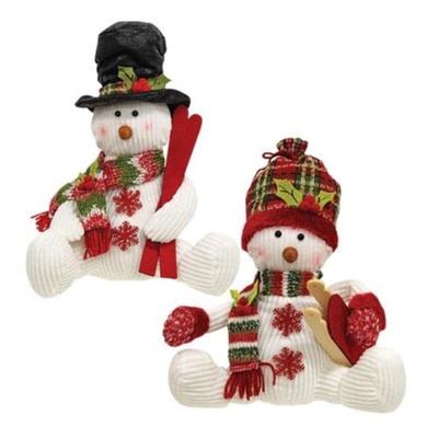 2/Set Stuffed Snowman w/Hat & Scarf - 14"H x 10"W x 5"D