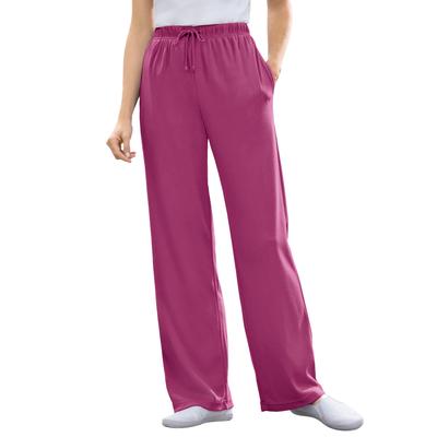 Plus Size Women's Sport Knit Straight Leg Pant by Woman Within in Raspberry (Size 3X)