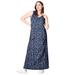 Plus Size Women's Sleeveless Knit Maxi Dress by ellos in Navy Print (Size 22/24)