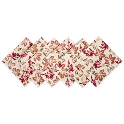 Rustic Leaves Napkin, Set of 6 by DII in Tan