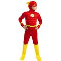 Funidelia | Deluxe Flash Costume OFFICIAL for boy Superheroes, DC Comics, Justice League - Costumes for kids, accessory fancy dress & props for Halloween, carnival & parties - Size 5-6 years - Red