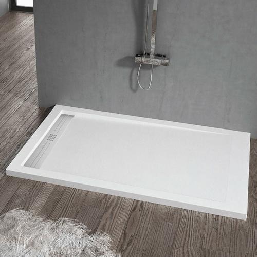Stano. - Receveur de douche 80 x 140 cm extra plat elite en résine surface ardoisée blanc