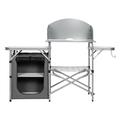 Costway Foldable Outdoor BBQ Portable Grilling Table With Windscreen Bag-Gray