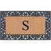 A1HC Rubber and Coir Floral Pattern Outdoor Entrance Durable Monogrammed Doormat 18"X30", Black