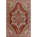 Red Geometric Heriz Serapi Turkish Area Rug Hand-knotted Wool Carpet - 9'10" x 12'9"