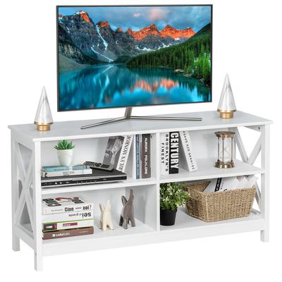 Modern TV Stand Wood Entertainment Center with X-Shaped Frame