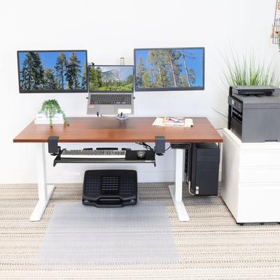 Mount-It! Electric Sit-Stand White Desk Frame with Extra-Wide Tabletop