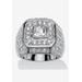 Men's Big & Tall Men'S Platinum Plated Cushion Ring Cubic Zirconia (2 1/3 Cttw Tdw) by PalmBeach Jewelry in White (Size 10)