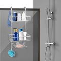 Duwee Over Door Hanging Shower Caddy 3 Tier,Rust Proof Bathroom Shelf Storage Basket Large,Shower Basket Over Door Hanging No Drilled,for Large Bottles,Silver