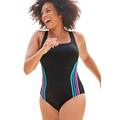 Plus Size Women's Chlorine Resistant Strappy Crossback One Piece Swimsuit by Swimsuits For All in Multi (Size 10)