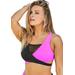 Plus Size Women's Hollywood Colorblock Wrap Bikini Top by Swimsuits For All in Black Pink (Size 6)