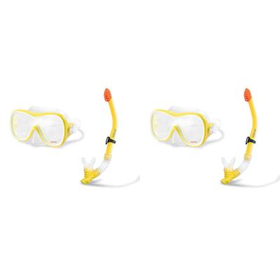 Intex Wave Rider Hypoallergenic Latex Free Mask & Easy Flow Snorkel Set (2 Pack) - 0.82