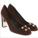 Gucci Shoes | Gucci - Beautiful Brown Suede Heel With Gold Details | Color: Brown/Gold | Size: 41eu