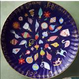 Anthropologie Dining | Anthropologie Danielle Kroll Dessert Plate Making Spirits Bright Nwt | Color: Blue/Gold | Size: Os