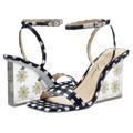 Jessica Simpson Shoes | Jessica Simpson Aysie Daisy Print Wedge Clear Sandals Sz 9.5 | Color: Blue/White | Size: 9.5
