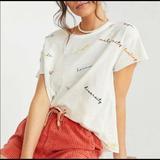 Anthropologie Tops | Anthropologie Pilcro Small Pride Inclusivity Embroidered Rainbow Script T-Shirt | Color: White | Size: S