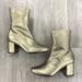 Anthropologie Shoes | Anthropologie Metallic Gold Leather Block Heeled Boots | Color: Gold | Size: Various