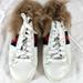 Gucci Shoes | Gucci White Leather Bee Fur Women's Sneakers 6.5 Us Made In Italy | Color: White | Size: 6.5