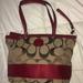 Coach Bags | Gorgeous Brown & Red Coach Bag With Red Lining. Comes With Duster Bag | Color: Brown | Size: 13x9.5