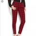 Michael Kors Pants & Jumpsuits | Michael Michael Kors Red Plaid Skinny Ankle Pants Zipper Accents Sz 2 | Color: Black/Red | Size: 2