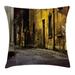 East Urban Home Ambesonne Street Throw Pillow Cushion Cover, Old Empty Dark City Streets Avenues w/ Homes Photograph Civilization Print | Wayfair