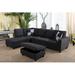 Black/Brown Reclining Sectional - Latitude Run® 104” Wide Stationary Sofa & Chaise w/ Ottoman | 35 H x 104 W x 75 D in | Wayfair