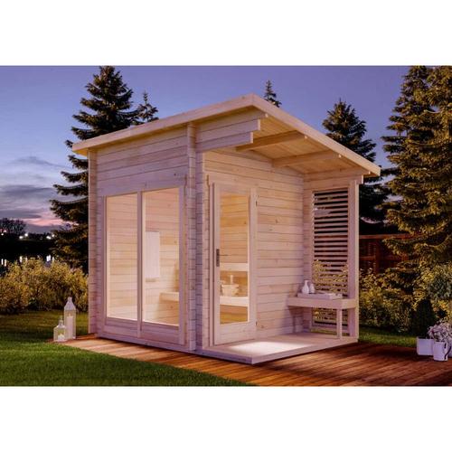 Saunahaus Lizzy S aus Holz Gartensauna mit 40 mm Wandstärke Sauna Außensauna 4.37 m² Pultdach