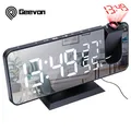 Horloge de Table numérique LED réveil de Projection Radio FM USB Snooze avec température et