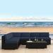 Wade Logan® Suffern 7 Piece Rattan Sunbrella Sectional Seating Group w/ Cushions Synthetic Wicker/All - Weather Wicker/Wicker/Rattan | Outdoor Furniture | Wayfair