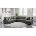 Brown/Gray Sectional - Wade Logan® Hostivice 155" Wide Microfiber/Microsuede Right Hand Facing Modular Sofa & Chaise Polyester/Microfiber/Microsuede | Wayfair