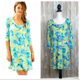 Lilly Pulitzer Dresses | Lilly Pulitzer Xs Bright Tropical Palm Serenity Now Devon Knit Dress | Color: Blue/Green | Size: Xs